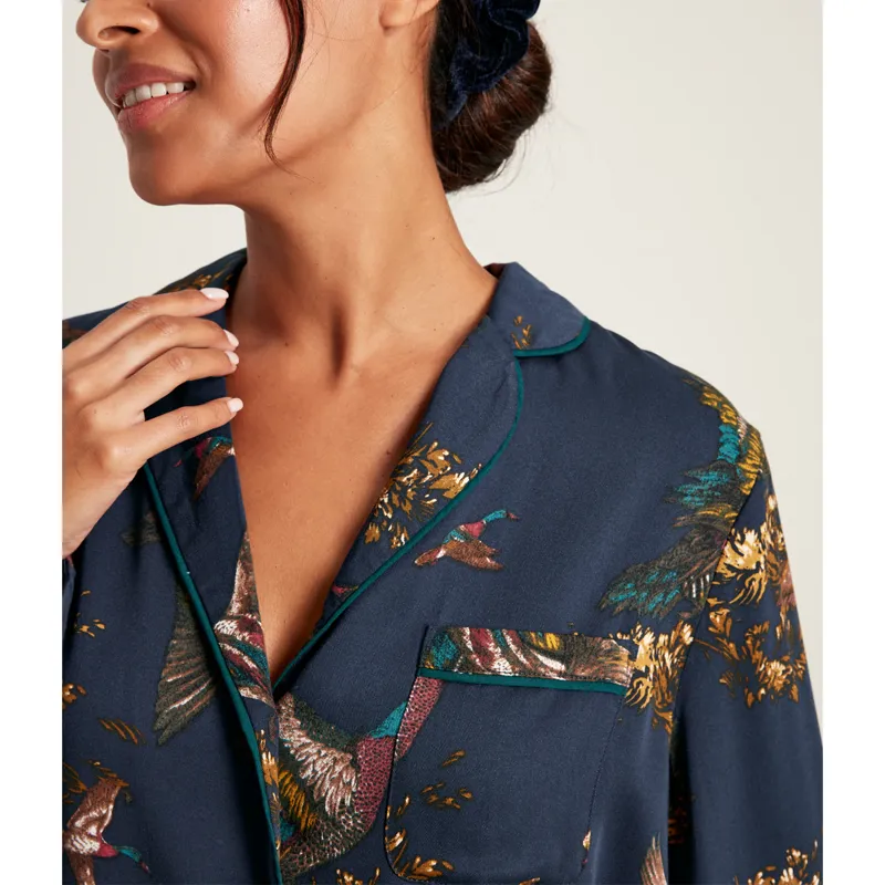 Joules Alma Nightwear Set - Navy Bird Print-4